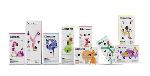 Tutti i prodotti della linea Dimann disposti in orizzontale